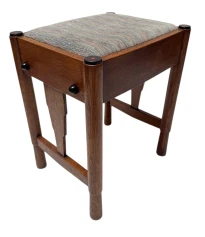 Art Deco Amsterdamse School Stool with Adjustable Seat, 1920s